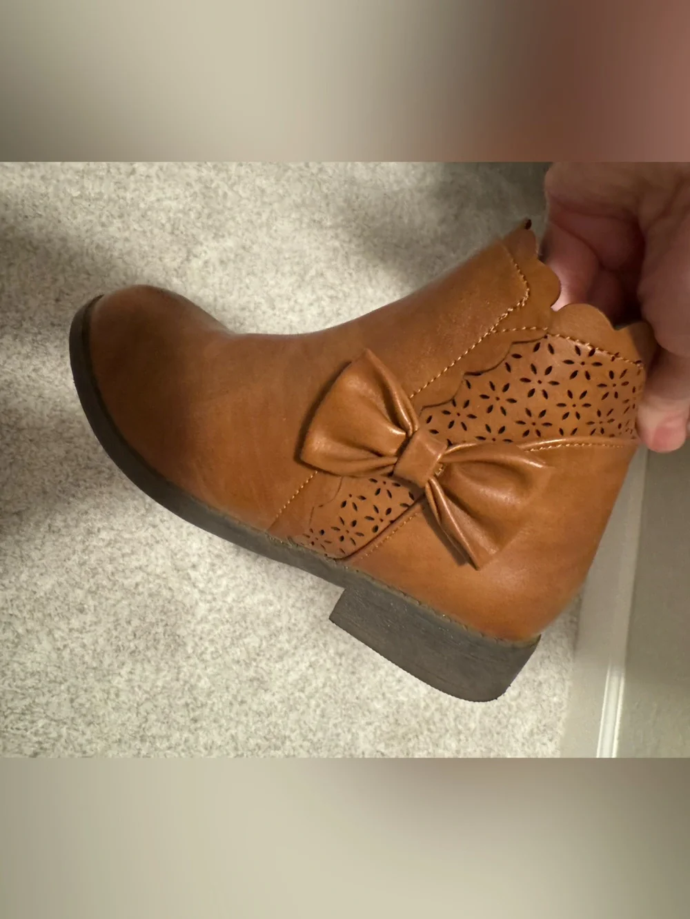 Tan Bow Accent Women's Ankle Boots